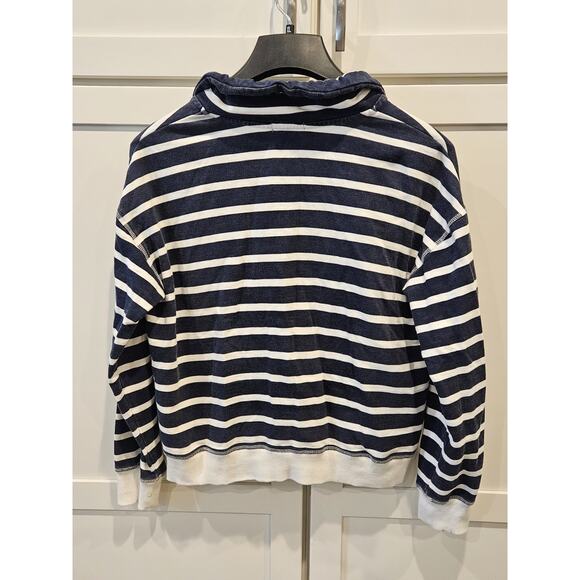 Tribal Navy and White Striped Cotton Sweatshirt Size L - Picture 2 of 3